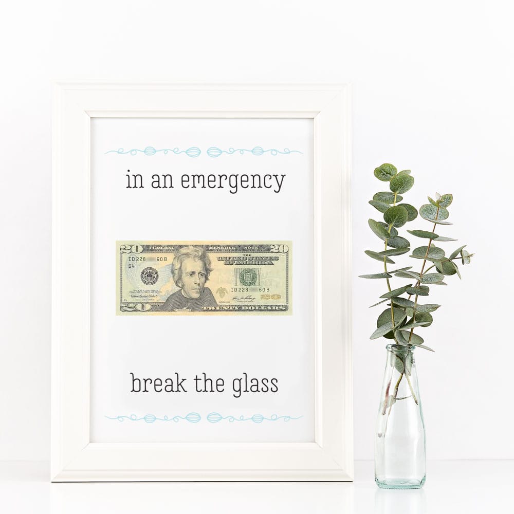 In an Emergency Break the Glass Money Frame